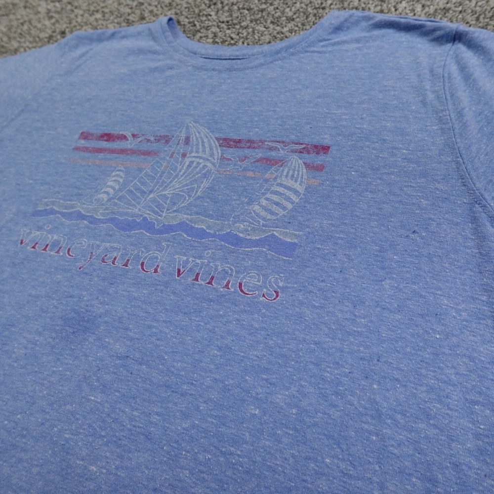 Vineyard Vines Shirt Womens M Blue Sailing Logo Nautical Beach Ocean Surf Preppy